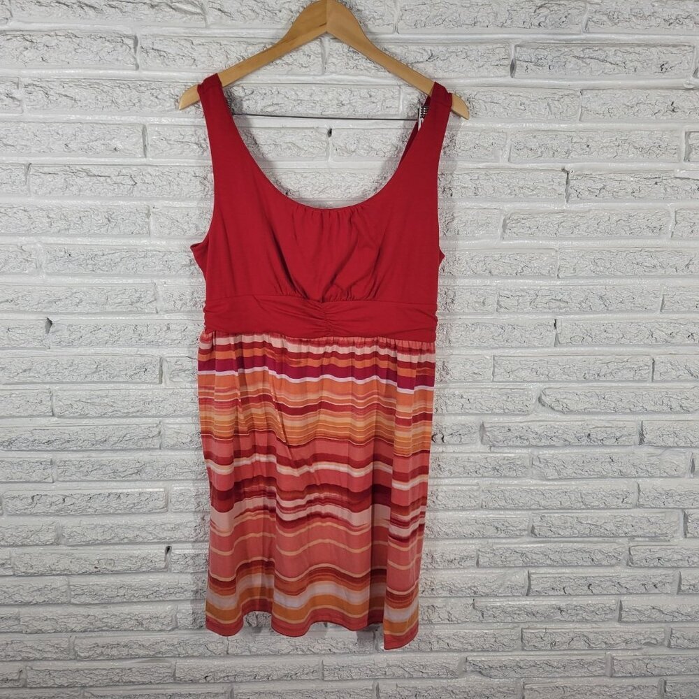 Faded Glory Womens Dress‎ XL 16 18 Mini Sheath Red Orange Stripe STR23E